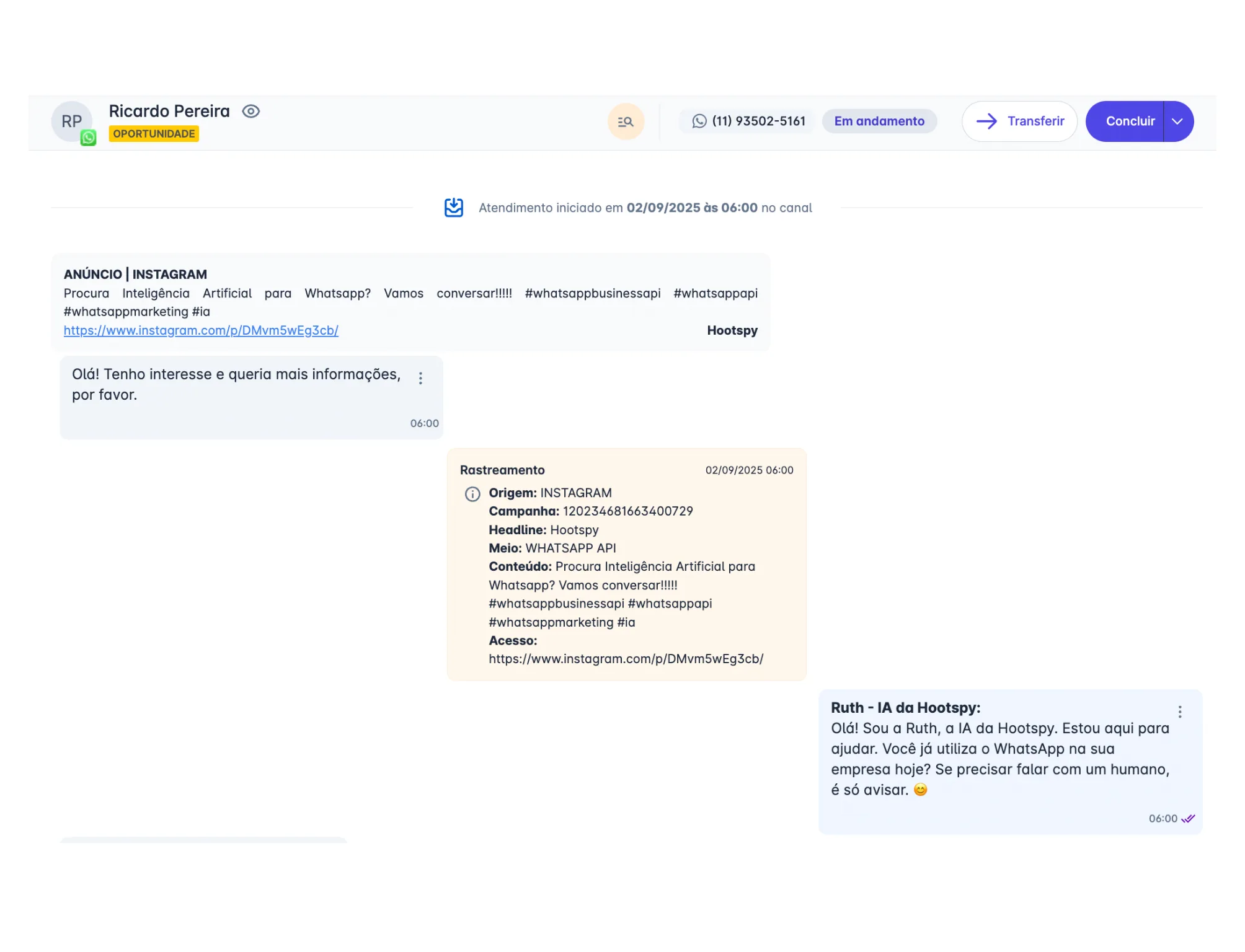 Instagram campaign tracking in Hootspy with real-time results data.