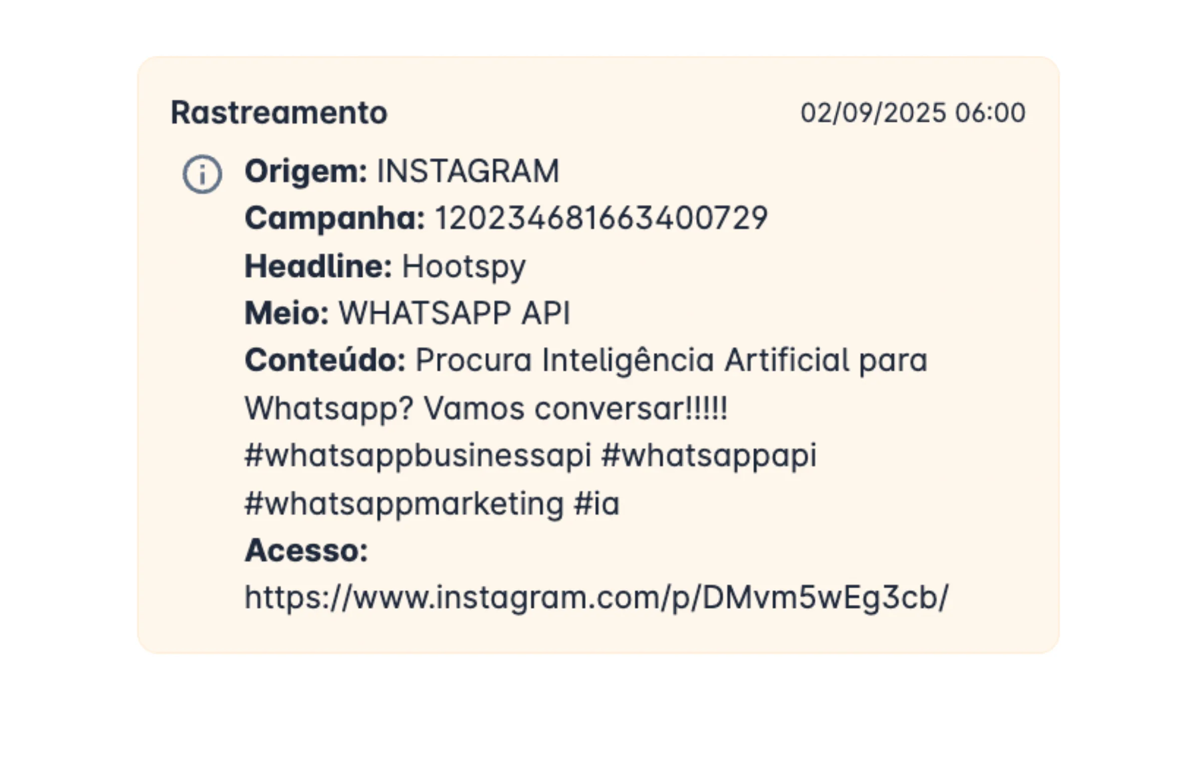 Hootspy Instagram and WhatsApp campaign tracking with source attribution and lead segmentation.