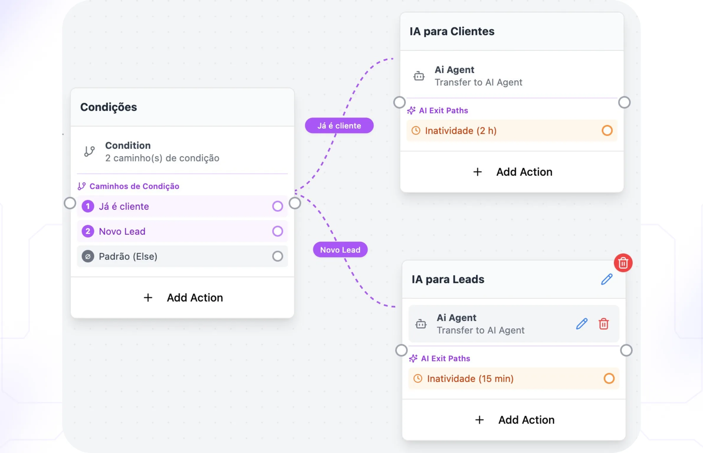 Hootspy hybrid chatbot combining AI and structured flows for WhatsApp support.