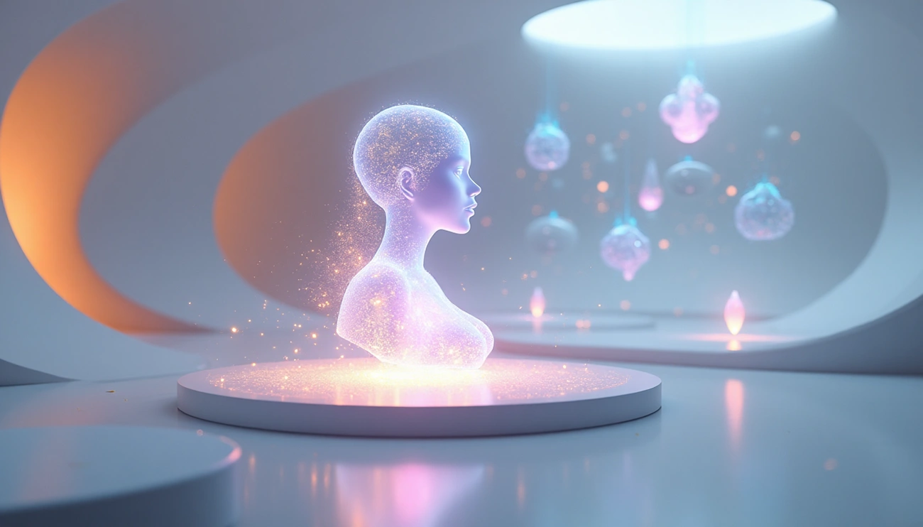 Holograma representando o futuro dos chatbots no atendimento com interface conversacional de IA