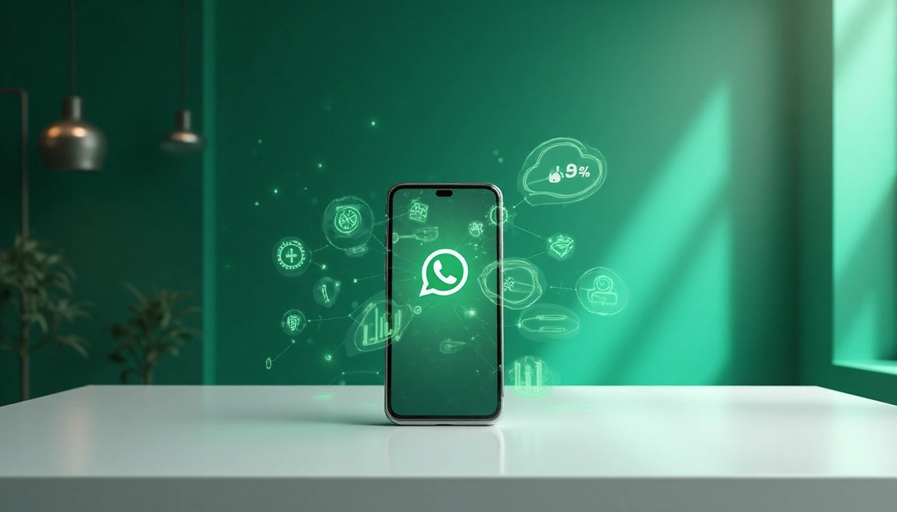 Campanha de marketing sendo executada com WhatsApp Business API em um smartphone