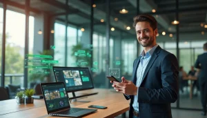 Corretor acessando painel de WhatsApp Business com agendamentos na tela