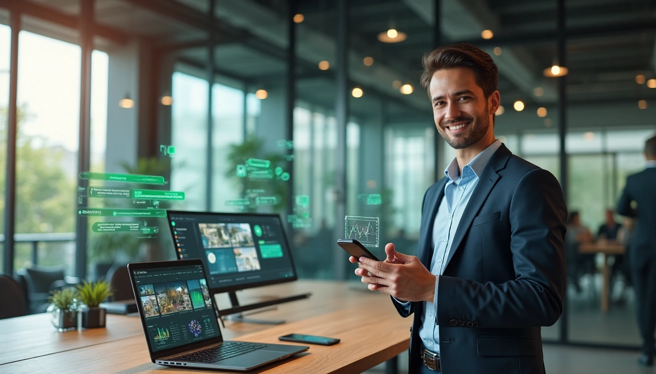 Corretor acessando painel de WhatsApp Business com agendamentos na tela