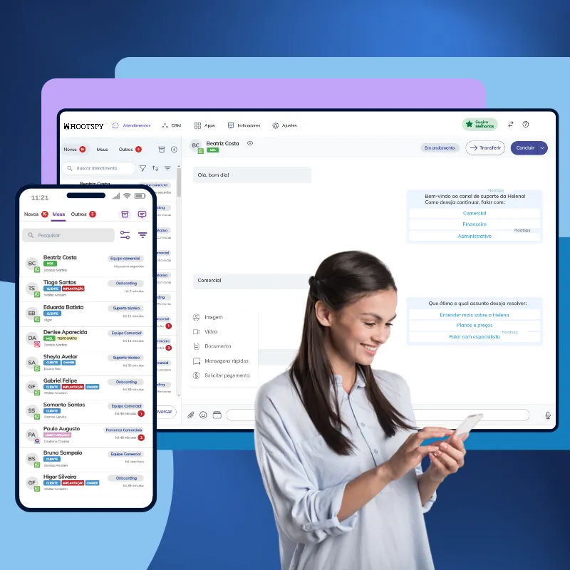 Centralize todas as conversas do WhatsApp Business em uma única inbox simples e organizada.